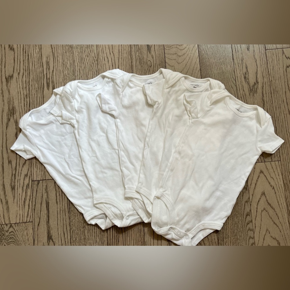 Carter’s 9M 5 Pack of White Baby Bodysuits